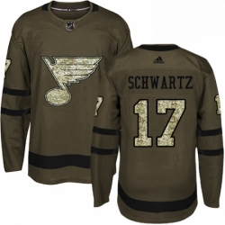 Mens Adidas St Louis Blues 17 Jaden Schwartz Authentic Green Salute to Service NHL Jersey 