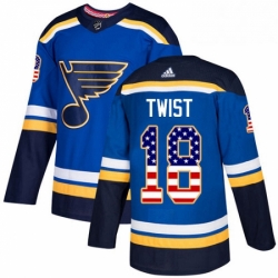 Mens Adidas St Louis Blues 18 Tony Twist Authentic Blue USA Flag Fashion NHL Jersey 