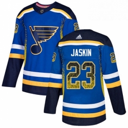 Mens Adidas St Louis Blues 23 Dmitrij Jaskin Authentic Blue Drift Fashion NHL Jersey 