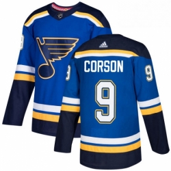 Mens Adidas St Louis Blues 9 Shayne Corson Authentic Royal Blue Home NHL Jersey 