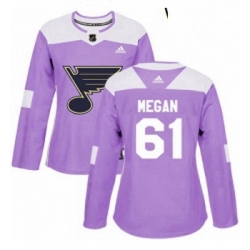 Womens Adidas St Louis Blues 61 Wade Megan Authentic Purple Fights Cancer Practice NHL Jersey 