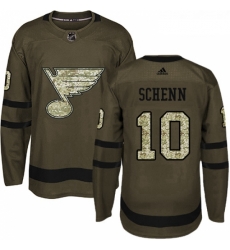 Youth Adidas St Louis Blues 10 Brayden Schenn Premier Green Salute to Service NHL Jersey 