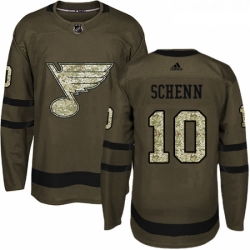 Youth Adidas St Louis Blues 10 Brayden Schenn Premier Green Salute to Service NHL Jersey 