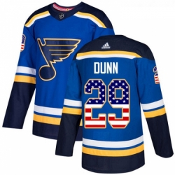 Youth Adidas St Louis Blues 29 Vince Dunn Authentic Blue USA Flag Fashion NHL Jersey 