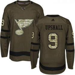 Youth Adidas St Louis Blues 9 Scottie Upshall Premier Green Salute to Service NHL Jersey 