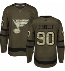 Youth Adidas St Louis Blues 90 Ryan OReilly Authentic Green Salute to Service NHL Jerse