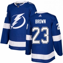 Mens Adidas Tampa Bay Lightning 23 JT Brown Premier Royal Blue Home NHL Jersey 