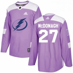 Mens Adidas Tampa Bay Lightning 27 Ryan McDonagh Authentic Purple Fights Cancer Practice NHL Jersey 