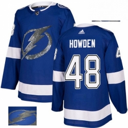 Mens Adidas Tampa Bay Lightning 48 Brett Howden Authentic Royal Blue Fashion Gold NHL Jersey 