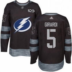 Mens Adidas Tampa Bay Lightning 5 Dan Girardi Authentic Black 1917 2017 100th Anniversary NHL Jersey 