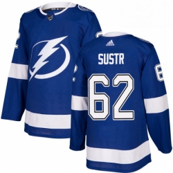 Mens Adidas Tampa Bay Lightning 62 Andrej Sustr Authentic Royal Blue Home NHL Jersey 