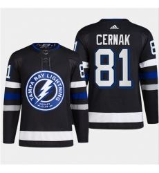 Men's Tampa Bay Lightning #81 Erik Cernak Black 2024 Stadium Series Stitched Jersey