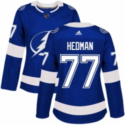 Womens Adidas Tampa Bay Lightning 77 Victor Hedman Authentic Royal Blue Home NHL Jersey 