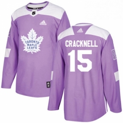 Mens Adidas Toronto Maple Leafs 15 Adam Cracknell Authentic Purple Fights Cancer Practice NHL Jersey 