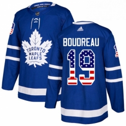 Mens Adidas Toronto Maple Leafs 19 Bruce Boudreau Authentic Royal Blue USA Flag Fashion NHL Jersey 