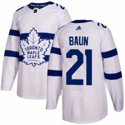 Mens Adidas Toronto Maple Leafs 21 Bobby Baun Authentic White 2018 Stadium Series NHL Jersey 