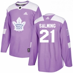 Mens Adidas Toronto Maple Leafs 21 Borje Salming Authentic Purple Fights Cancer Practice NHL Jersey 