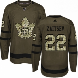 Mens Adidas Toronto Maple Leafs 22 Nikita Zaitsev Authentic Green Salute to Service NHL Jersey 