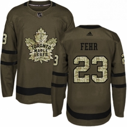 Mens Adidas Toronto Maple Leafs 23 Eric Fehr Authentic Green Salute to Service NHL Jersey 