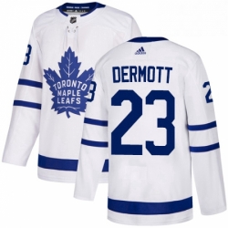 Mens Adidas Toronto Maple Leafs 23 Travis Dermott Authentic White Away NHL Jersey 