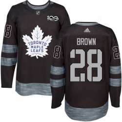 Mens Adidas Toronto Maple Leafs 28 Connor Brown Authentic Black 1917 2017 100th Anniversary NHL Jersey 