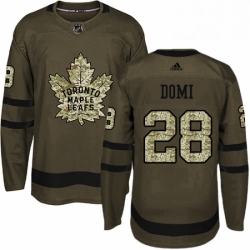 Mens Adidas Toronto Maple Leafs 28 Tie Domi Authentic Green Salute to Service NHL Jersey 