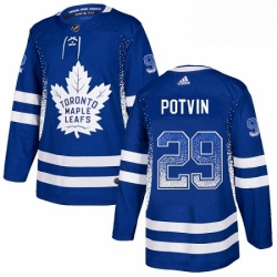 Mens Adidas Toronto Maple Leafs 29 Felix Potvin Authentic Blue Drift Fashion NHL Jersey 