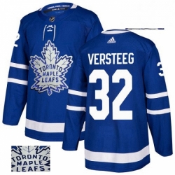 Mens Adidas Toronto Maple Leafs 32 Kris Versteeg Authentic Royal Blue Fashion Gold NHL Jersey 