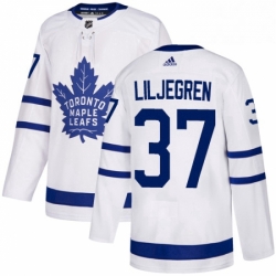 Mens Adidas Toronto Maple Leafs 37 Timothy Liljegren Authentic White Away NHL Jersey 