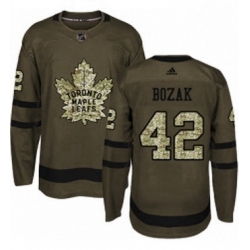 Mens Adidas Toronto Maple Leafs 42 Tyler Bozak Authentic Green Salute to Service NHL Jersey 