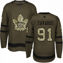 Mens Adidas Toronto Maple Leafs 91 John Tavares Authentic Green Salute to Service NHL Jersey 