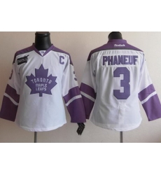 Toronto Maple Leafs 3 Phaneuf White Women's Fights Cancer Hockey Jersey