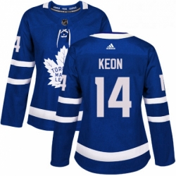 Womens Adidas Toronto Maple Leafs 14 Dave Keon Authentic Royal Blue Home NHL Jersey 