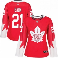 Womens Adidas Toronto Maple Leafs 21 Bobby Baun Authentic Red Alternate NHL Jersey 