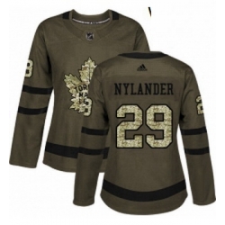 Womens Adidas Toronto Maple Leafs 29 William Nylander Authentic Green Salute to Service NHL Jersey 