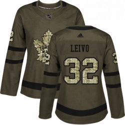 Womens Adidas Toronto Maple Leafs 32 Josh Leivo Authentic Green Salute to Service NHL Jersey 