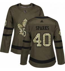 Womens Adidas Toronto Maple Leafs 40 Garret Sparks Authentic Green Salute to Service NHL Jersey 