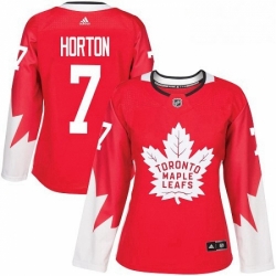 Womens Adidas Toronto Maple Leafs 7 Tim Horton Authentic Red Alternate NHL Jersey 