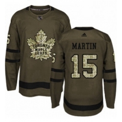 Youth Adidas Toronto Maple Leafs 15 Matt Martin Authentic Green Salute to Service NHL Jersey 