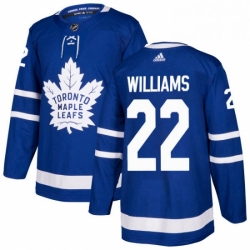 Youth Adidas Toronto Maple Leafs 22 Tiger Williams Authentic Royal Blue Home NHL Jersey 