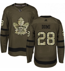 Youth Adidas Toronto Maple Leafs 28 Tie Domi Authentic Green Salute to Service NHL Jersey 