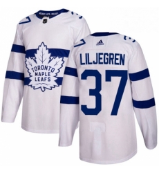 Youth Adidas Toronto Maple Leafs 37 Timothy Liljegren Authentic White 2018 Stadium Series NHL Jersey 