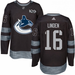 Mens Adidas Vancouver Canucks 16 Trevor Linden Premier Black 1917 2017 100th Anniversary NHL Jersey 