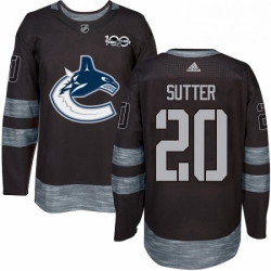 Mens Adidas Vancouver Canucks 20 Brandon Sutter Premier Black 1917 2017 100th Anniversary NHL Jersey 