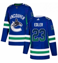 Mens Adidas Vancouver Canucks 23 Alexander Edler Authentic Blue Drift Fashion NHL Jersey 