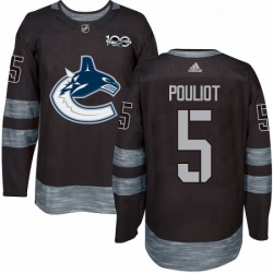 Mens Adidas Vancouver Canucks 5 Derrick Pouliot Authentic Black 1917 2017 100th Anniversary NHL Jersey 