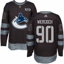 Mens Adidas Vancouver Canucks 90 Patrick Wiercioch Premier Black 1917 2017 100th Anniversary NHL Jersey 