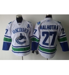 Vancouver Canucks 27 Manny Malhotra Home White Jerseys A Patch