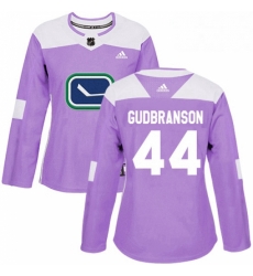 Womens Adidas Vancouver Canucks 44 Erik Gudbranson Authentic Purple Fights Cancer Practice NHL Jersey 