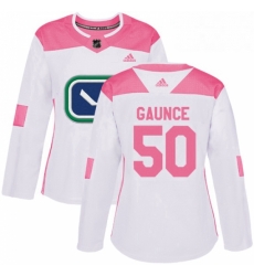 Womens Adidas Vancouver Canucks 50 Brendan Gaunce Authentic WhitePink Fashion NHL Jersey 